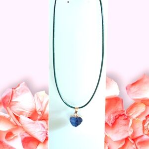Teal Druzy Heart Pendant Necklace